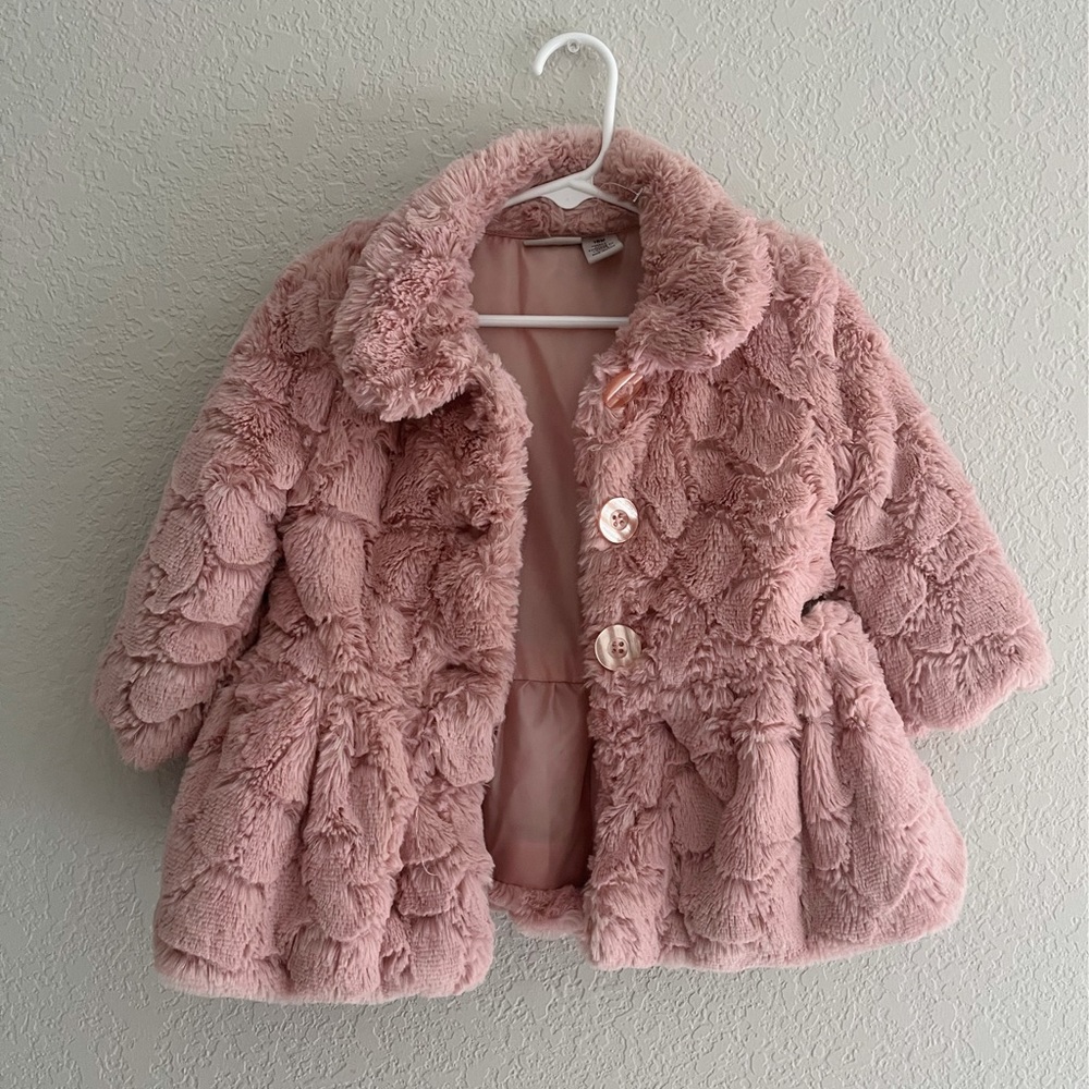 Calvin Klein Pink Faux Fur Coat for Kids